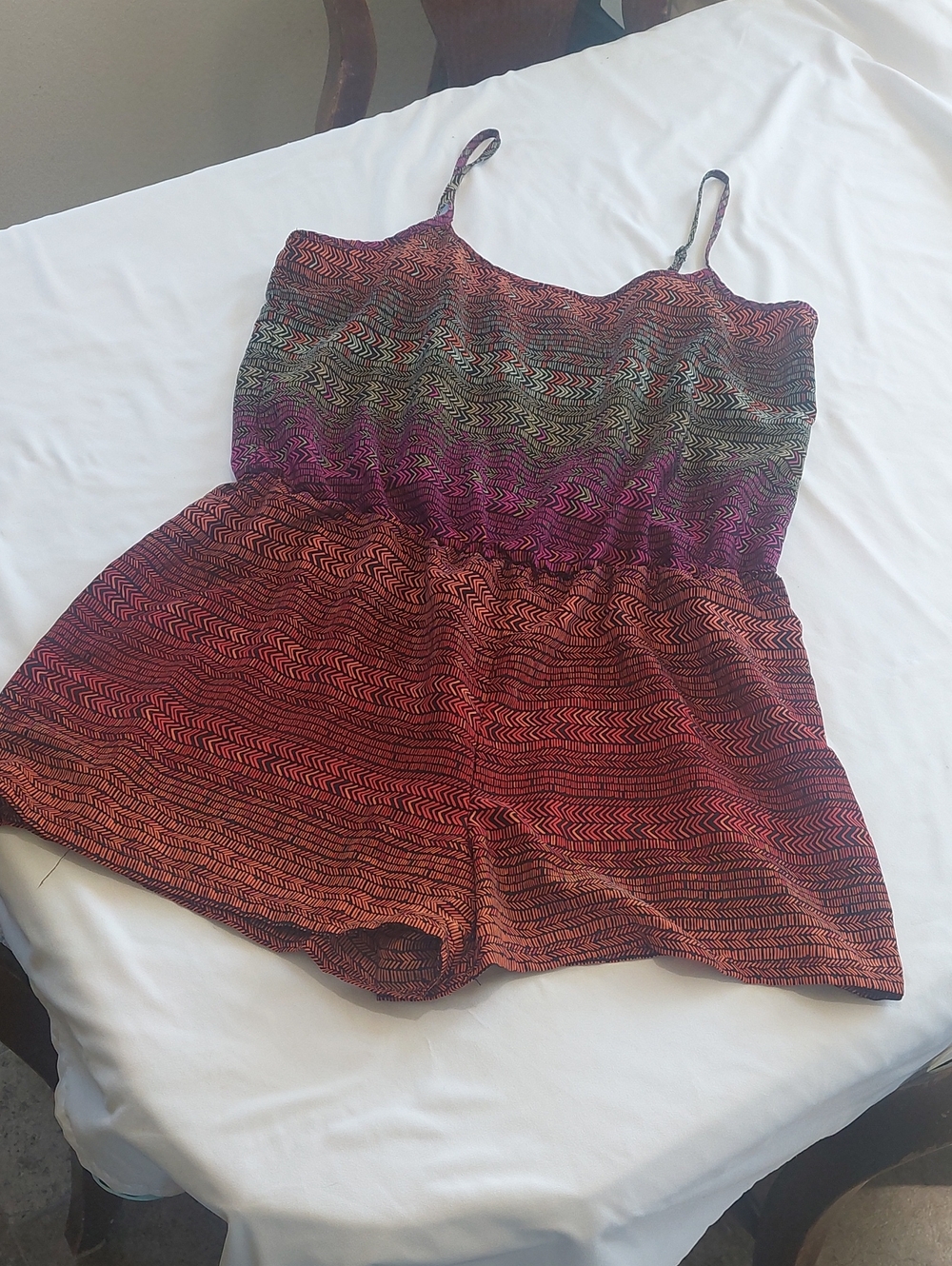 Maurices Orange and Black Patterned Sleeveless Romper.Size XL.Lightweight